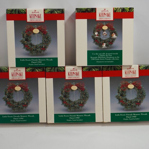 Lot of 5 1990 Hallmark Little Frosty Friends Memory Wreath - Picture 1 of 10